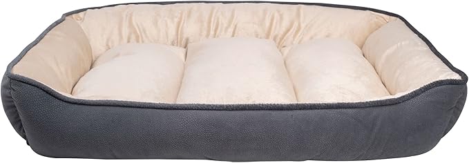 long rich Luxury Embossed Rectangle Micro Mink Dog and Pet Bed, Large, Burn Out Grey by Happycare Textiles, 24"x34"