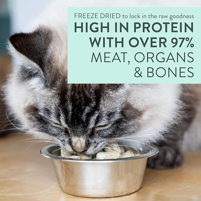 The New Zealand Natural Pet Food Co. Meow Freeze Dried Cat Food - Beef & Hoki Recipe, High Protein Treats, Meals & Toppers, Dry Cat Food, 9.9 oz