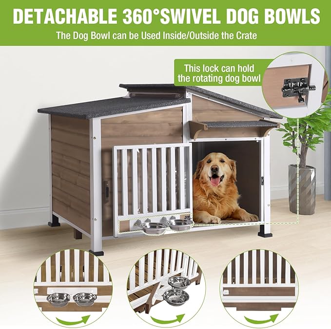 Large Heated Dog House Outdoor XL Insulated Dog House Weatherproof Dog Kennel (Outdoor Dog House (Standard Model), Large Insulated Dog House (AIR7021-Brown))