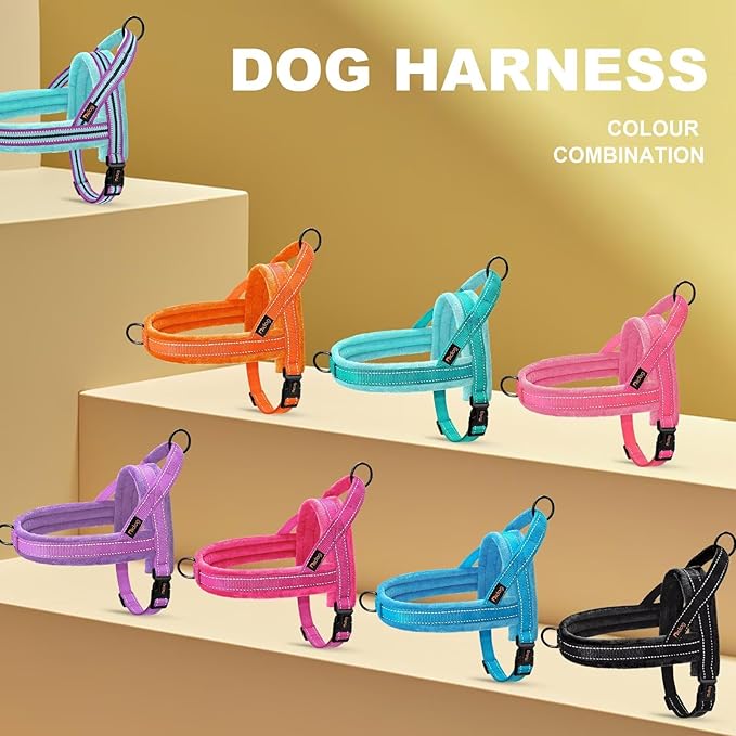 Didog No Pull Dog Harness with Soft Flannel Padded,Reflective & Quick Fit Light Weight Dog Strap Vest Harness,Easy for Walking Training for Small & Medium and Large Dogs(Pink,S)