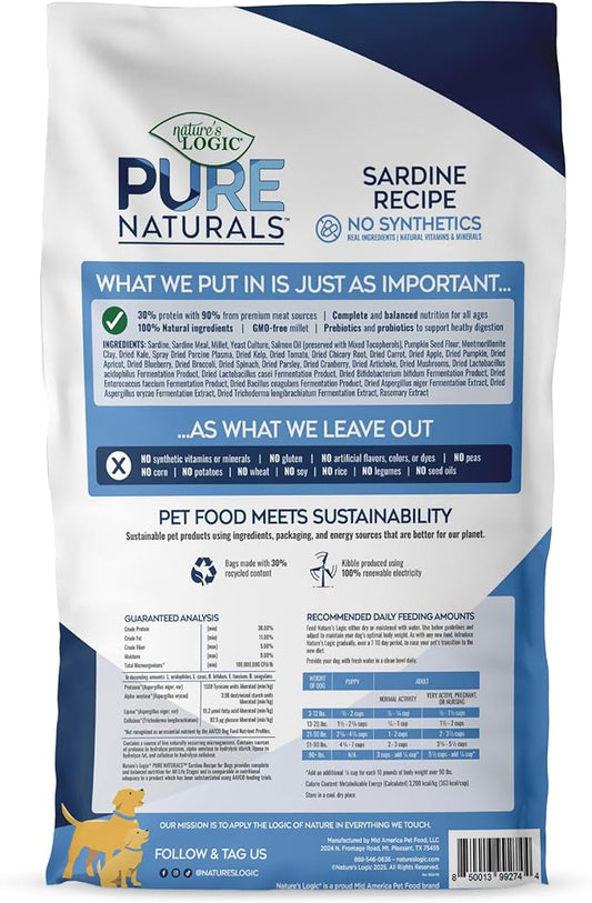 NATURE'S LOGIC Pure Naturals™ 100% Natural Sardine Recipe Synthetic-Free Dry Dog Food, 12 lbs