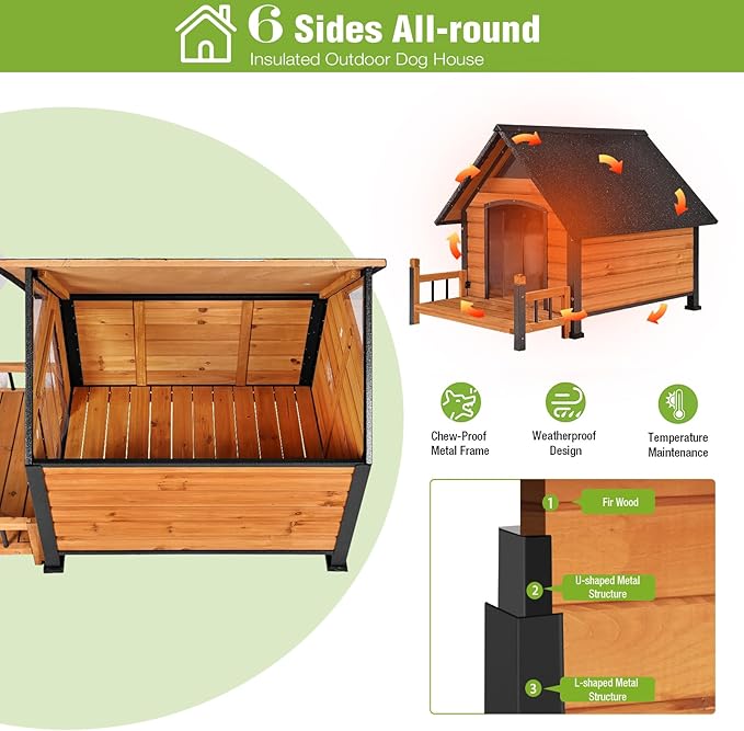 Large Heated Dog House Outdoor XL Insulated Dog House Weatherproof Dog Kennel (Outdoor Dog House (Standard Model), Large Insulated Dog House (AIR80))