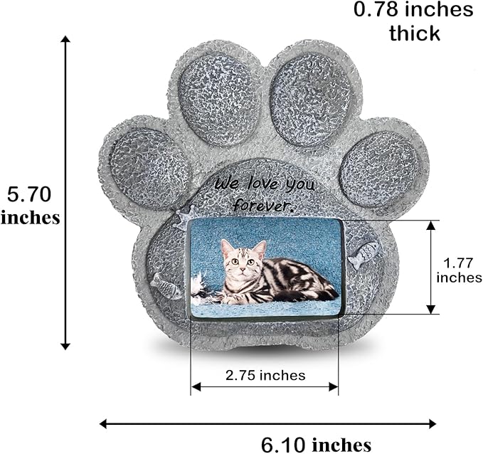 Pet Memorial Stones for Cats,Loss of Cats Sympathy Gift Indoor Display,Pet Grave Markers Cats Bereavement Gifts Outdoor Tombstone Paw Shaped Carve We Love You Forever