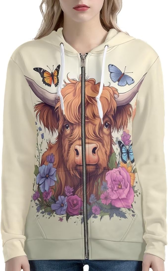 WELLFLYHOM Women Y2K Hoodie Zip Up Sweatshirt Vintage Jackets Hooded Cardigan
