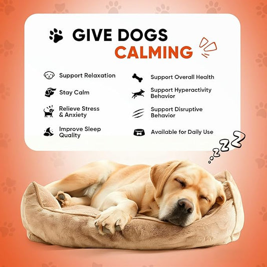 Hemp Calming Chews for Dogs-Dog Calming Chews Anxiety Relief Bites with Melatonin HMP for Dog Relaxing Aid-Car Anxiety Fireworks and Thunder Stress Relief Treats Supplements for Puppies Small All Dogs