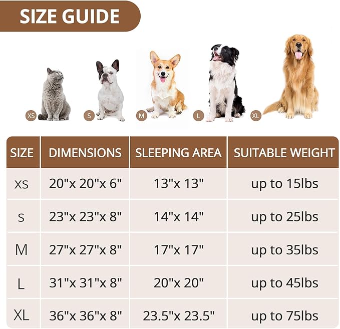 JOLLYVOGUE Calming Dog & Cat Bed for Small Dogs, Anti-Anxiety Donut Cuddler Cozy Soft Round Bed with Anti-Slip Bottom, Fluffy Faux Fur Plush Cushion Beds for Small Dogs, 20"/Smoke Brown