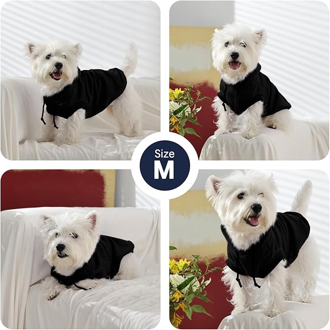 IECOii Dog Hoodie for Small Dogs,Thin Dog Sweatshirt with Hood Suit for Spring Fall Early Winter,Breathable & Lightweight Pet Sweater for Schnauzer, Pug,French Bulldog,Black, M (No Fleece Lined)