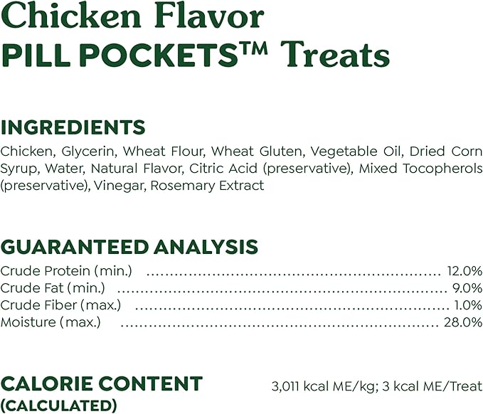 Greenies Feline Pill Pockets for Cats Soft Cat Treats, Chicken Flavor, 1.6 oz. Pouch, 45 Count