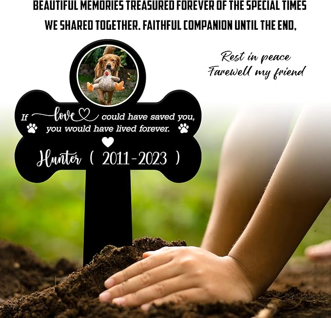 Personalized Grave Markers Memorial Pet Loss Sign Dog Cat Lover Ever Gift With Heartfelt Sentimental Quote For Someone Who Lost A Pet Collar Keepsake Picture Grave Marker In Loving Memory Gift