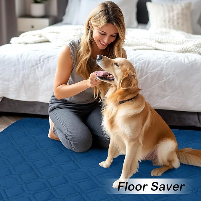 hyha Waterproof Dog Bed Blanket, Soft Pet Blankets, Waterproof Couch Cover for Dogs, Reversible Sofa Covers Washable for Furniture (82x82 Inch, Navy Blue/Blue)
