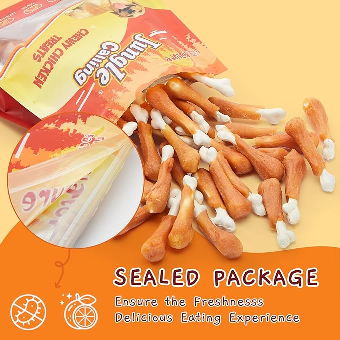 Jungle Calling Chewy Chicken Dog Treats Real Chicken Calcium Bone, Rawhide Free, Teeth Clean & Breath Fresh Dog Training Treats for Small/Medium Dogs, 21.2 oz