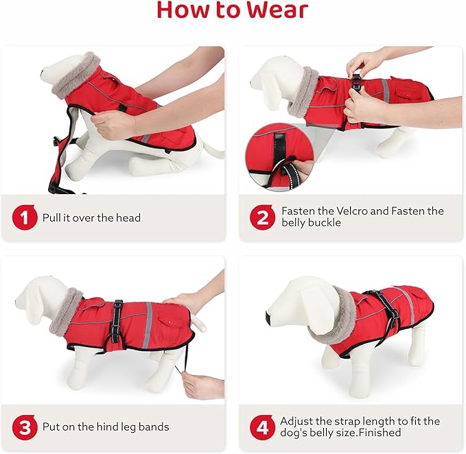 Dog Winter Coat Jacket Waterproof for XL Large Dogs, Reflective Pet Vest Warm Fleece Cozy for Cold Weather, Dogs Snowsuit Windproof, Adjustable Buckle