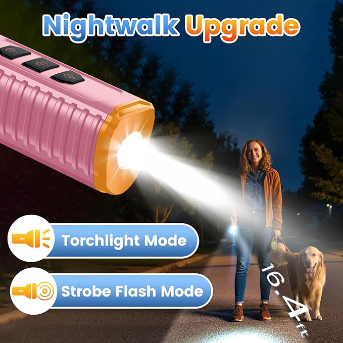 Dog Bark Deterrent Device, Anti Barking Device for Dogs 3X Ultrasonic to Stop Barking Neighbors Dog| 50ft Range, 5 Adjustable Modes, Flashlight & Beep | Safe & Effective for Small, Medium & Large Dogs