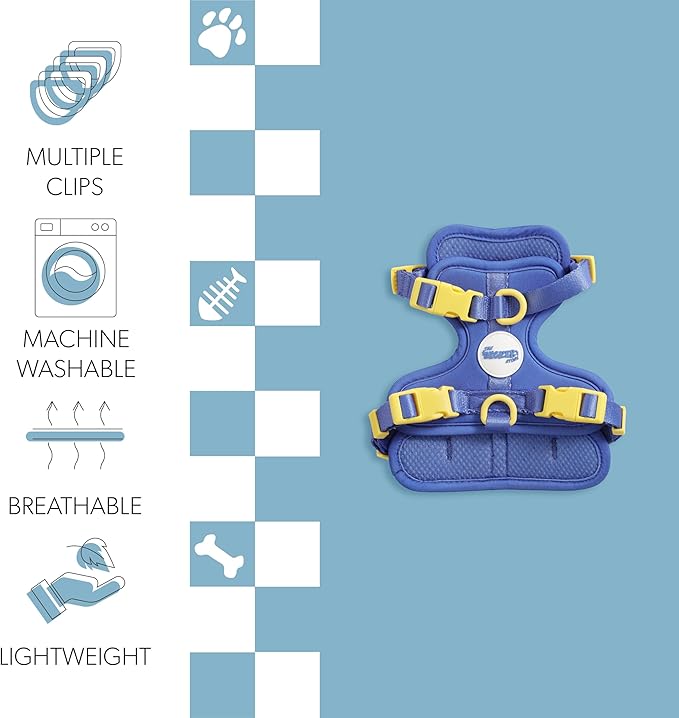 HNS1000C Arlo Extra Small Adjustable Soft Padded No Pull Pet Harness with 3 Buckles and 3 Leash Clips, Curaçao