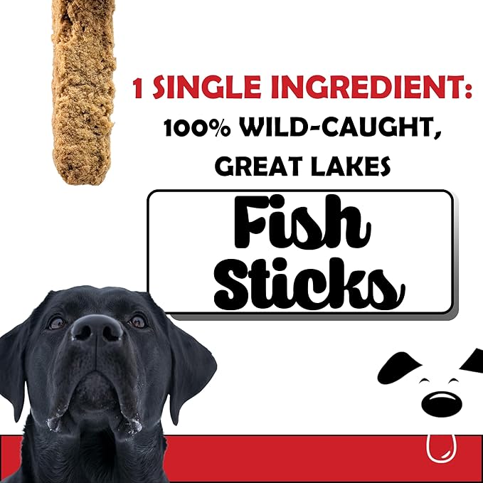 Freeze-Dried Fish Sticks for Dogs - Limited Ingredient Preservative Free Premium Dog Chew - 100% Wild-Caught Cisco Fish from The Great Lakes - Raw Single Ingredient Treats for Pets - 3 oz