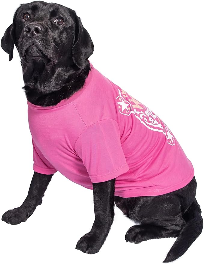Wrangler Pink Dog T-Shirt XS – Western Cowboy Rope Buckle Logo Dog Tshirt for Extra Small Dogs, Soft Comfortable Tee