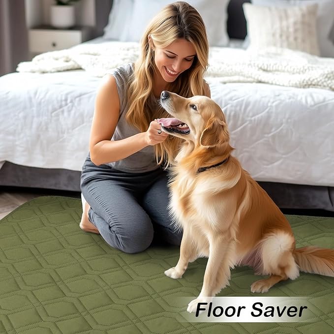 hyha Waterproof Dog Bed Blanket, Soft Pet Blankets, Waterproof Couch Cover for Dogs, Reversible Sofa Covers Washable for Furniture (82x82 Inch, Green/Navy Blue)