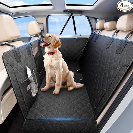 Wigoo Upgrade Soft Dog Car Seat Cover for Back Seat, [Protect Interior, Waterproof & Easy to Clean] Soft Bottom Backseat Pet Extender Dog Car Hammock, FitsCar Sedan SUV Truck Van, Size M, Black