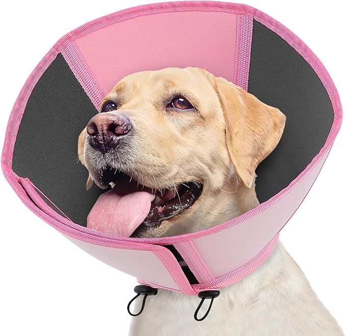 Queenmore Dog Cones for Large Dogs, Adjustable Dog Cone Collar After Surgery, Soft Cone for Dogs, Comfortable Recovery Cones Alternative for Pets to Stop Licking (Light Pink,XL)