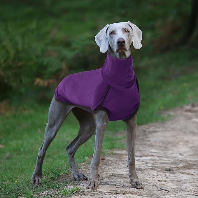 ROZKITCH Fleece Dog Jacket, Pet Windproof Warm Cold Weather Jacket Vest Cozy Jumpsuit Apparel Outfit Clothes for Walking Hiking Travel Sleep Purple 3XL