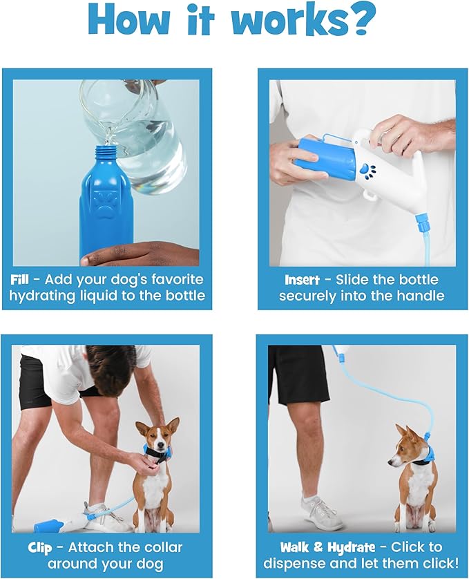 Dog Leash with Built-in Water Dispensing System, Durable Braided Cable, Hands-Free Hydration for Small to Large Dogs, Travel & Outdoor Ready (Large)