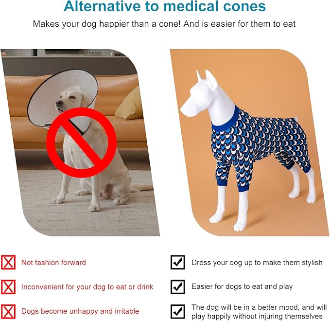 LovinPet Jammies for Large Dogs - Anti Licking & Anxiety Calming Dog Shirt, Lightweight Stretchy Summertime Print, Pitbull Shirt, Large Dogs Onesie, Pitbull Clothes, Dog Costume for Parties, Black XL