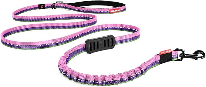 EzyDog Zero Shock LITE Dog Leash - Shock Absorbing Bungee Leash for Dogs That Pull or Excite - Dual Handle and Reflective for Medium, or Small Dogs (72", Bubble Gum)