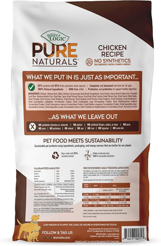 NATURE'S LOGIC Pure Naturals™ 100% Natural Chicken Recipe Synthetic-Free Dry Dog Food, 24 lbs