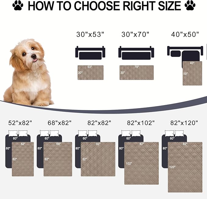 Smiry Waterproof Dog Blanket, 68x82 Inch Soft Pet Bed Cover Reversible, Washable Sofa Couch Furniture Protector for Small Medium Large Dog Puppy Cat, Geometric, Taupe/Beige