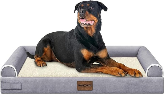 Large Dog Bed Orthopedic Washable: Beds Bolster XXL Bed Big XLarge Dogs Egg Crate Foam Sofa Couch Waterproof Removable Cover - Purple