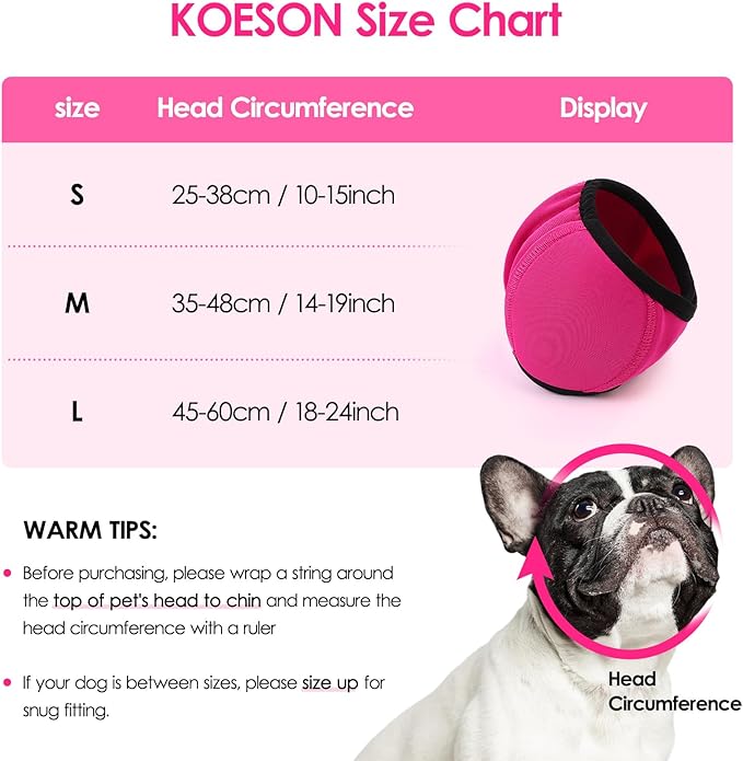 KOESON Dog Calming Hoodie - No Shake Ear Wraps for Dogs, Anxiety Relief & Noise Protection, Water Resistant Pet Ear Cover Muffs for Firework, Grooming, Thunderstorms, Swimming, Bathing, Grey S