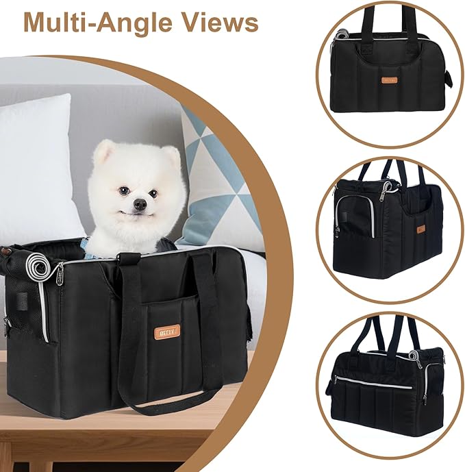 Dog Purse Carrier for Small Dogs Cats Rabbits Up to 13lbs, Lightweight Pet Sling Carriers with Crossbody Strap, Portable Puppy Soft Sided Tote Bag Carrier for Vet,Hiking,Travel Black