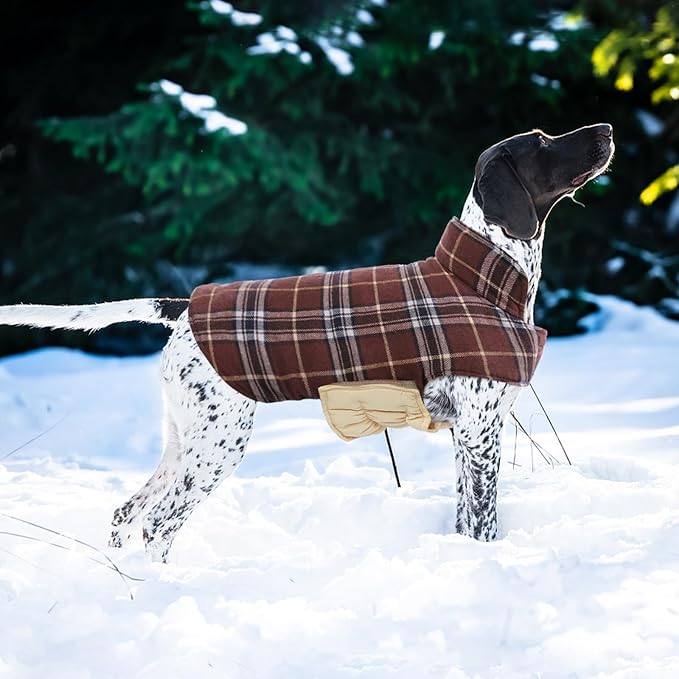 Kuoser Waterproof Dog Coat, Reversible Dog Jacket for Medium Dogs, Adjustable Durable Doggie Winter Coat Warm Puppy Cold Weather Apparel from Small to Large Breed, Brown M