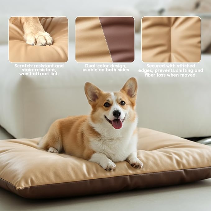 Dog Comfort Bed Mat Pet 2-Side 2-Tone Tech Fabric Bed Suitable for All Seasons, Comfortable Dog Pad for X-Large Dogs (Dark&Light Brown)