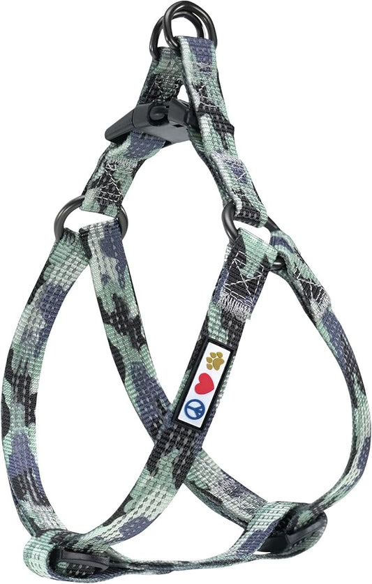Pawtitas Reflective Step-in Dog Harness – Adjustable No-Pull Vest for Puppies to Seniors, Safe & Comfortable, M Camo Grey