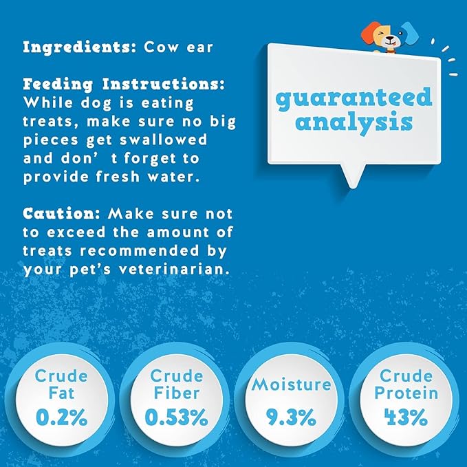 Jack&Pup Natural Cow Ears for Dogs - Cow Ear Dog Treats, Thick Cut, Single Ingredient, High Protein, Pig Ear Alternative Dog Treats - Cow Ears for Small and Large Dogs (80 Pack)
