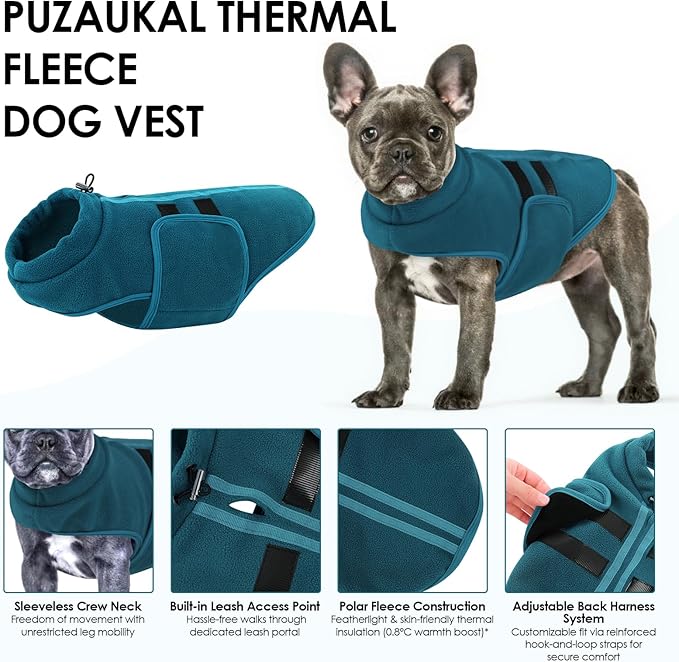 Dog Sweater,Adjustable Dog Sweaters for Small, Medium and Large Dogs Boys Girls, Dachshund Chihuahua Fleece Dogs Sweater(Peacock Blue,S)
