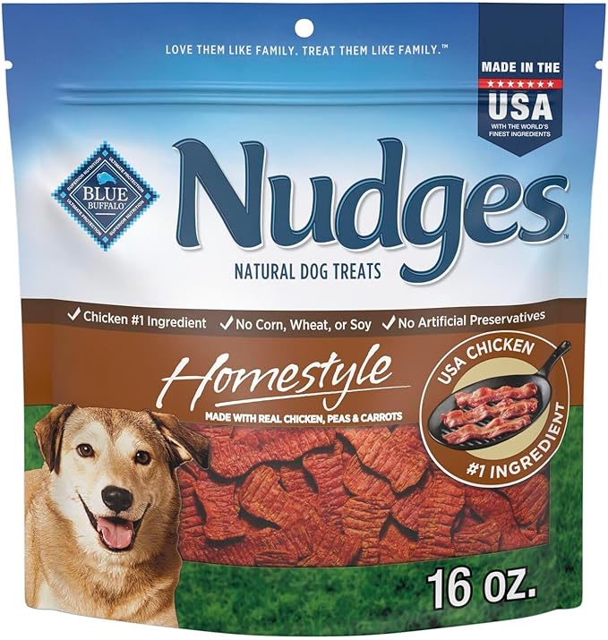 Blue Buffalo Nudges Homestyle Natural Dog Treats Chicken and Bacon Bag