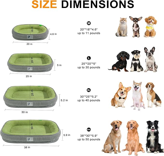 Orthopedic Dog Bed for Large Dogs Sofa Bed with Egg Crate Foam Dog Couch Bed with Four-Sided Bolster, Removable Cover & Non-Slip Bottom L