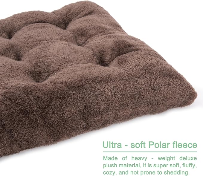 POMIU 2-Pack Washable Dog Bed, Deluxe Plush Crate Beds with Anti-Slip, Machine Washable Kennel Pad Sleeping Mat for Large, Medium and Small Dogs (2 Pack x Coffee, 29.0" L x 21.0" W x 3.0" Th)