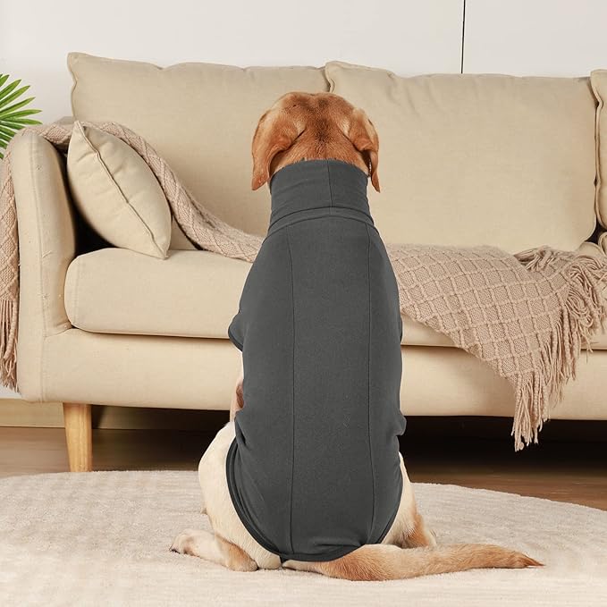 ROZKITCH Dog Winter Coat Soft Pullover Pajamas with Leash Hole, Pet Windproof Warm Cold Weather Jacket Vest Cozy Jumpsuit Apparel Outfit Clothes for Walking Hiking Travel Sleep Black XS