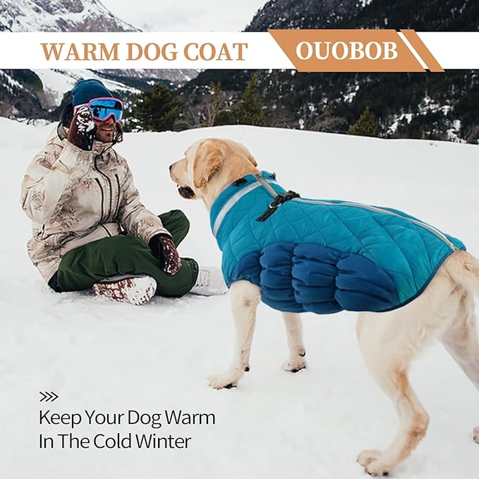 Large Dog Coat, XXLarge Dog Winter Coat, Waterproof Pet Jacket with Back Zipper,Extra Large Pet Coats, Warm Fleece Jacket with D-Ring, Windproof Winter Clothes Golden Retriever,XXL