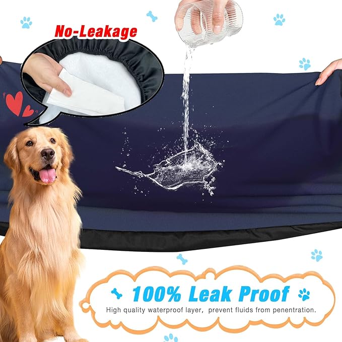 Dog Bed Covers Replacement Washable 100% Waterproof Dog Bed Sheets, Soft & Noiseless Pet Bed Cover, 2 Pack, 42" x 28" Blue