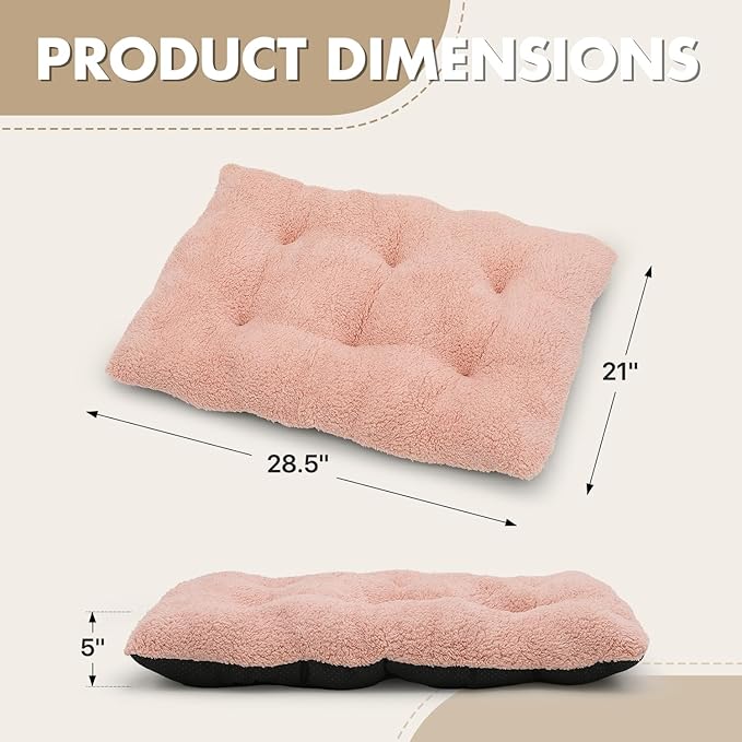Athena Collection Small Dog Bed, 28 Inches Washable Dog Crate Bed for Small Dogs Puppy Cats Pets, Faux Fir Calming Crate Pad Warming Cozy Soft, Pink