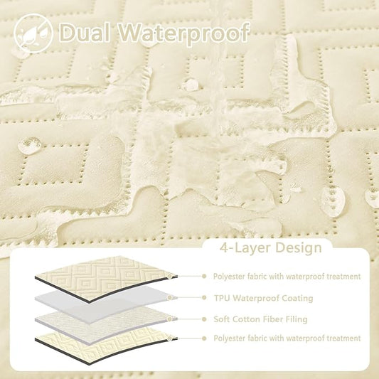 hyha Waterproof Dog Blanket, Soft Dog Bed Cover Pet Blankets, Waterproof Sofa Couch Cover for Dogs Washable, Reversible Pet Couch Covers for Sofa Furniture (82x102 Inch, Beige/Beige)