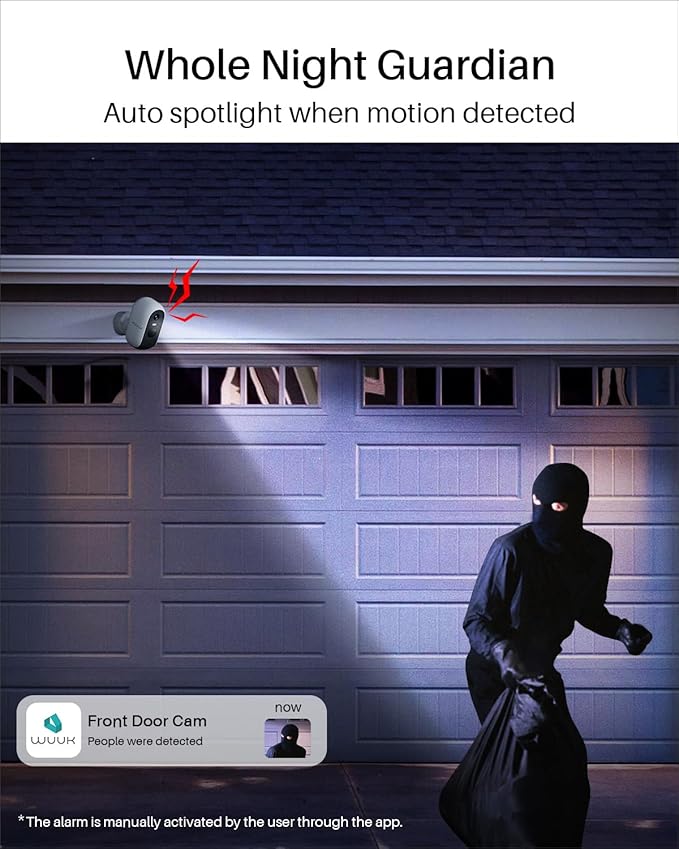WUUK Security Cameras Wireless Outdoor, Indoor Camera, Home Surveillance System, 2K, No Monthly Fee, Motion Alert, Night Vision, 2.4/5 GHz WiFi, Compatible with Alexa & Google, Homebase + 2-Camera Kit