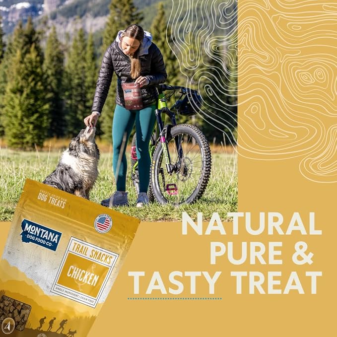 MONTANA DOG FOOD CO. Freeze-Dried Chicken Breast Dog Treats (Trail Snacks) – 100% All- Natural, Single Ingredient, High Protein, Grain-Free, Made in USA – 3 oz Bag