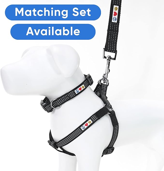 Pawtitas Reflective Dog Collar - Adjustable Medium Dog Collar - Black