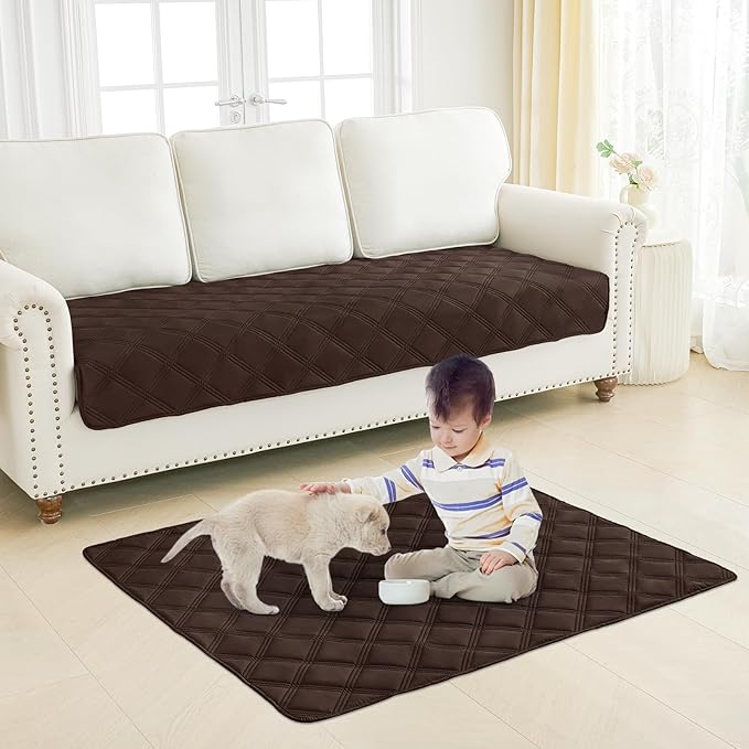 Smiry Waterproof Dog Bed Cover Blanket 30x53, Soft Reversible Pet Blanket, Washable Leakproof Cats Dogs Couch Cover for Sofa, Couch, Furniture, Lattice, Chocolate/Dark Grey