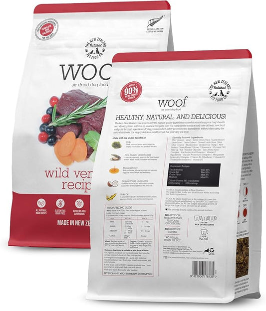 The New Zealand Natural Pet Food Co WOOF Air Dried Dog Bites -Venison Recipe Air Dried Dog Food,High Protein Venison, Healthy Dog Food,26.5oz